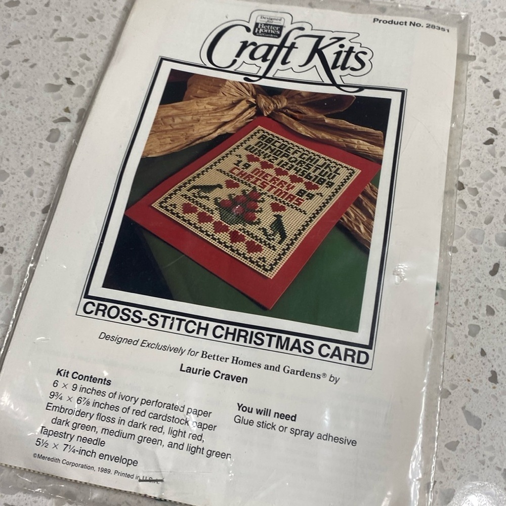 Cross‎ Stitch NEW Christmas Card Kit Vintage 1989 Better Homes and Gardens 5x7